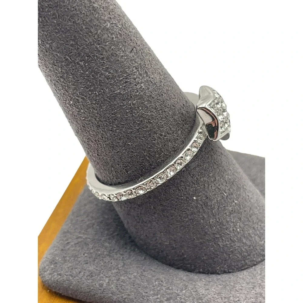 Star Ring Marked B China Silver‎ Tone Size 9 Icy Clear Rhinestones Astrology